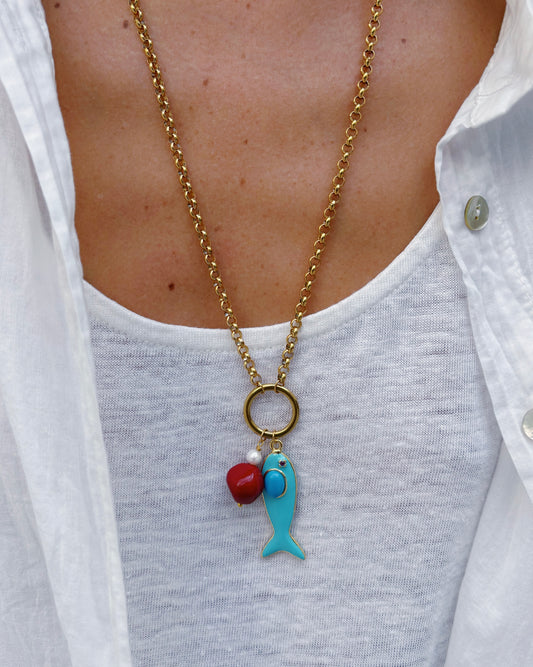 Light Blue Fish Necklace